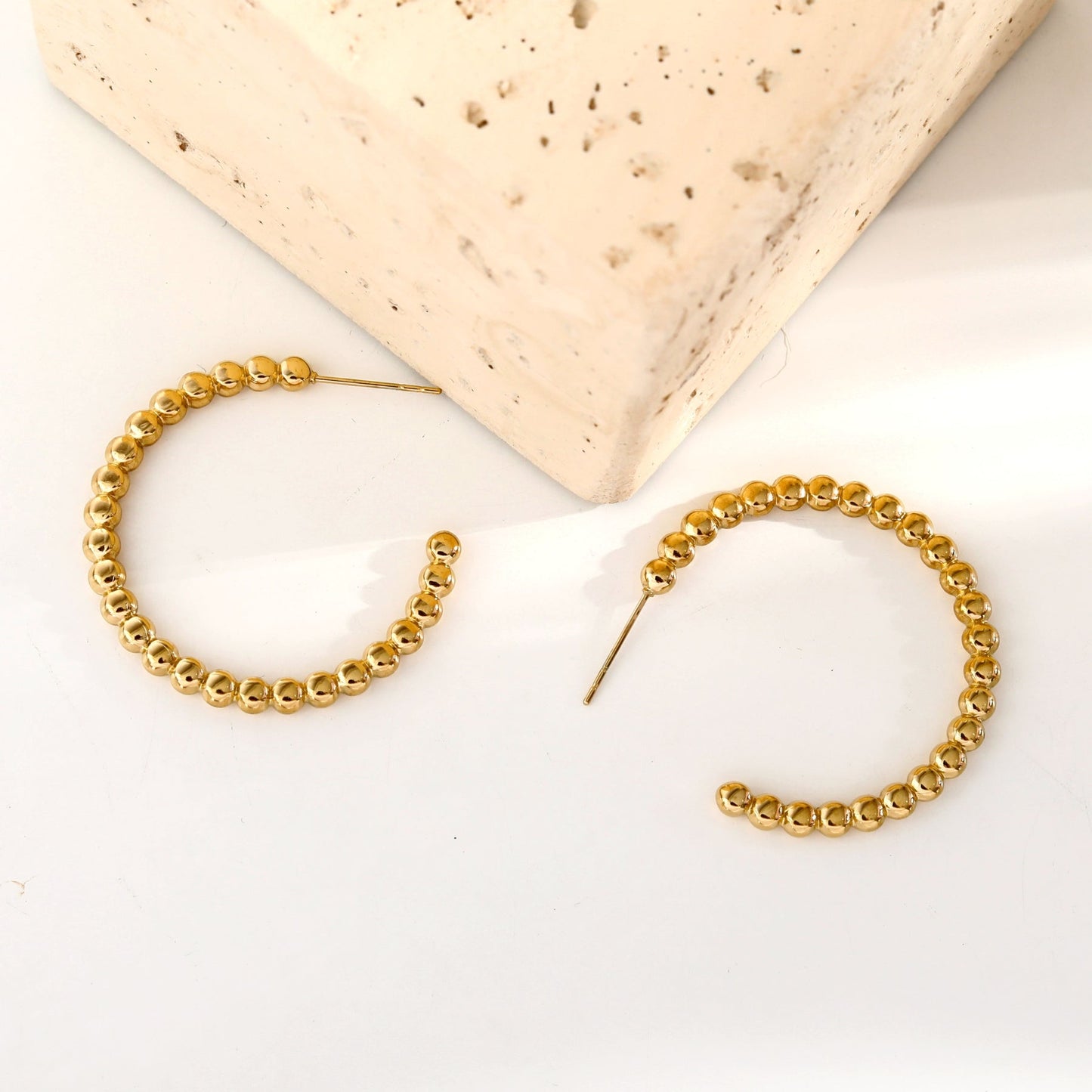 AMAIA Beaded Gold Hoop Earrings
