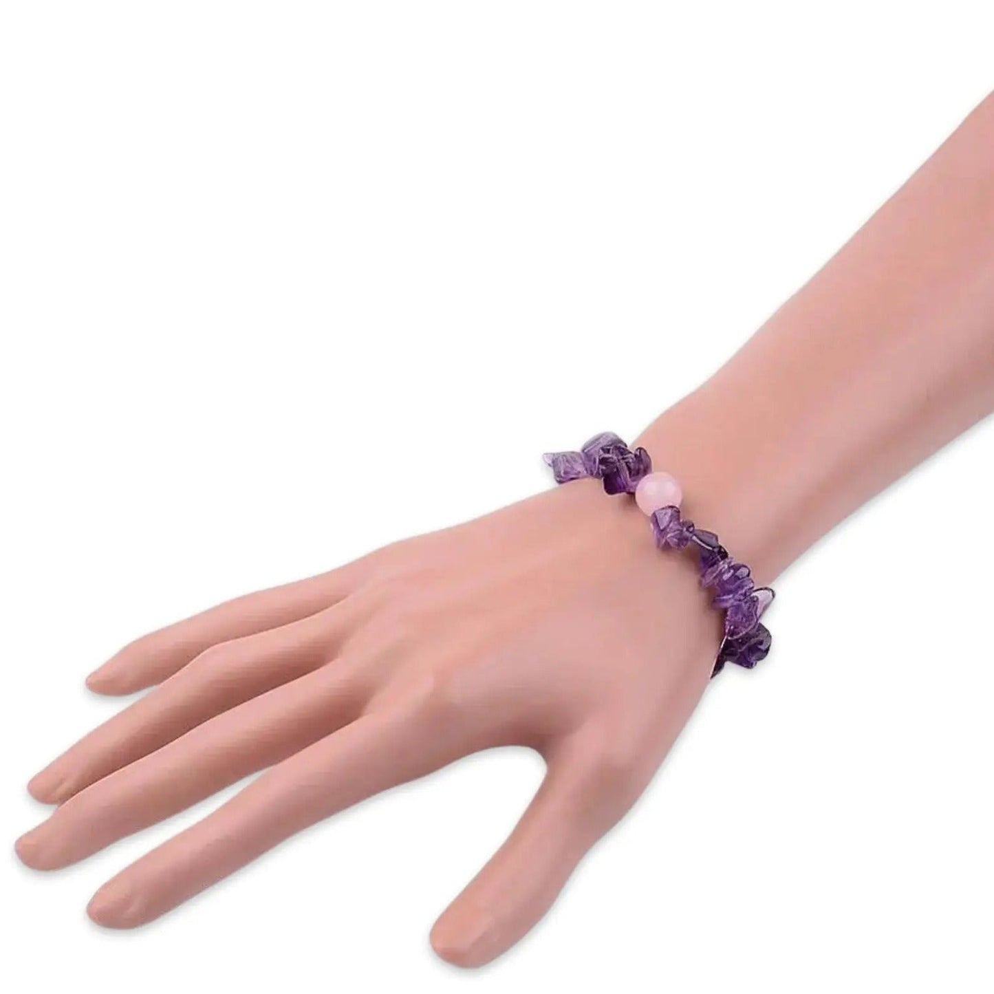 Bracelet - Amethyst & Rose Quartz - Chips & Bead