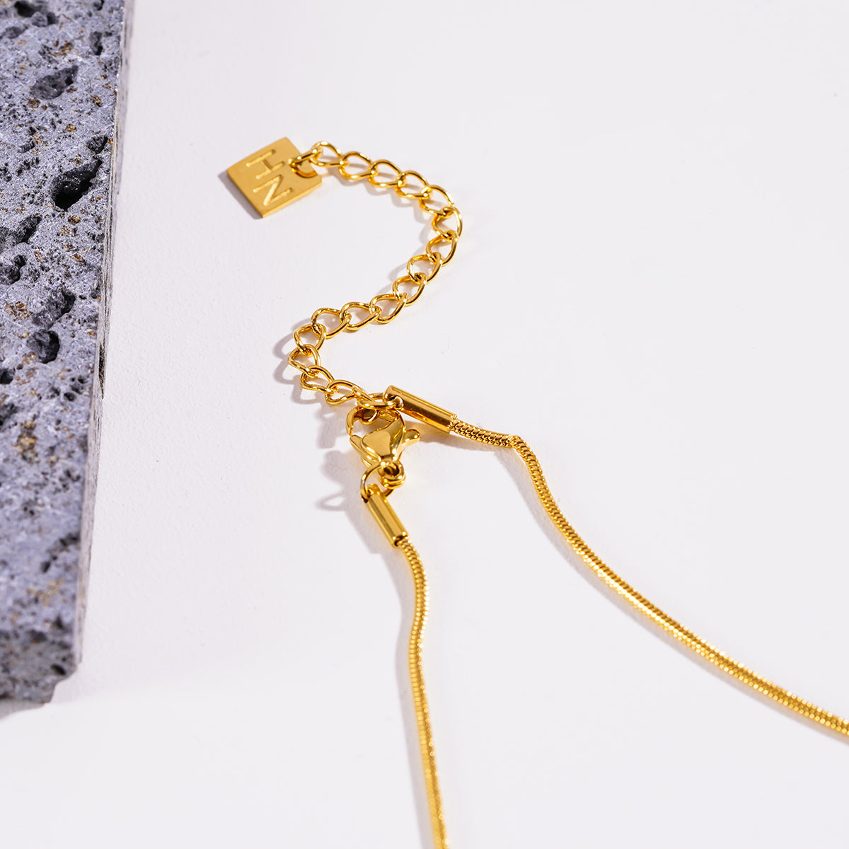 CHASTITY: Dainty Snake Skin Textured Gold Chain Necklace