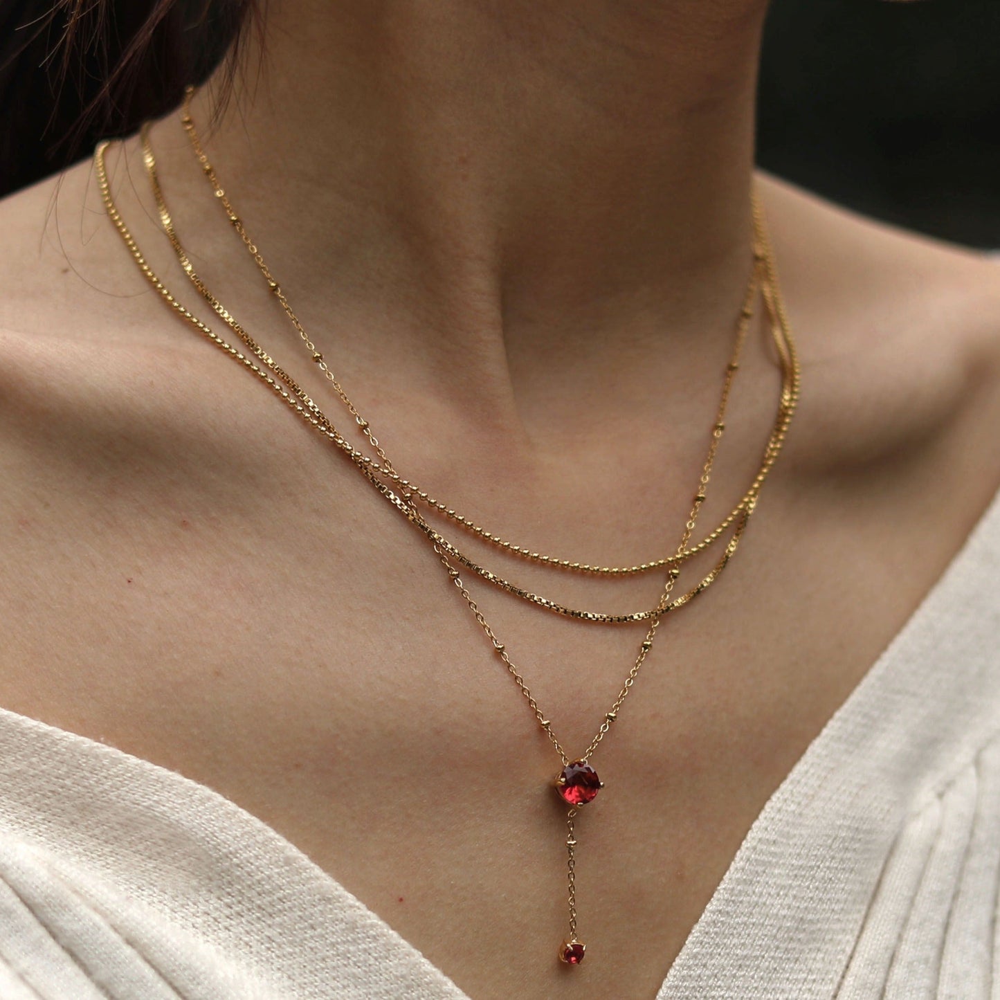 INGA: Mini-Box Chain Necklace in Gold