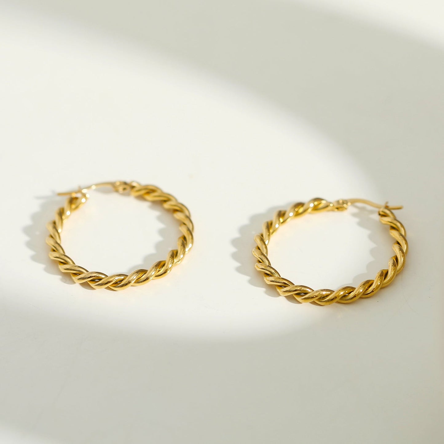 SUKI Twisted Rope Hoop Gold Earrings