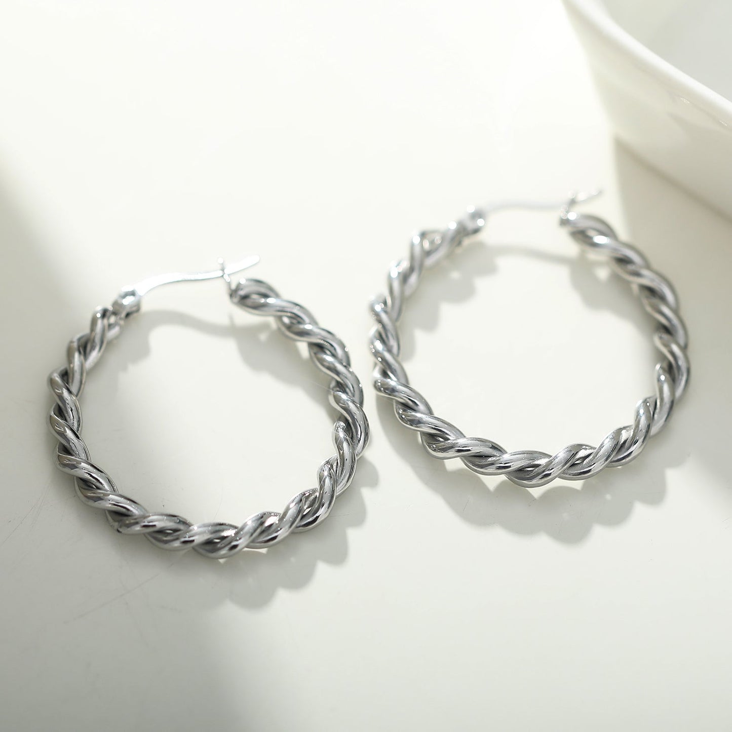 SUKI Twisted Rope Hoop Silver Earrings
