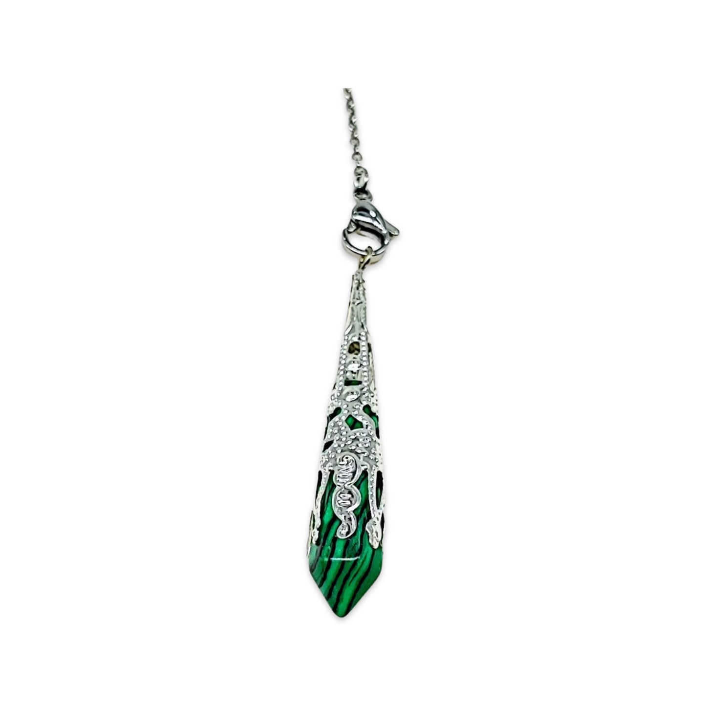 Pendulum - Pointed - Malachite - Stainless Steel Findings