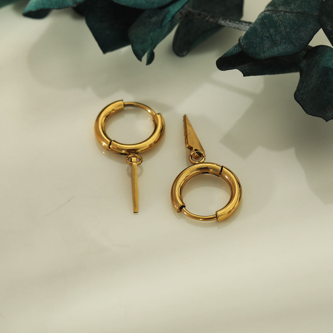 RYLEE Gold: Vintage Inspired Hoop Earrings with a Triangle Charm