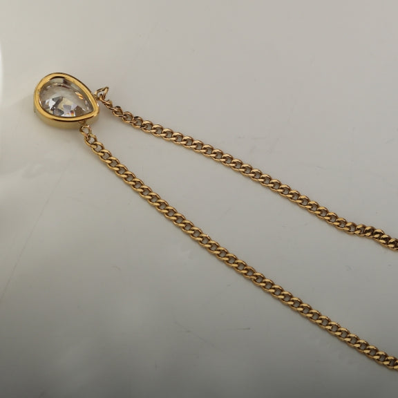 TWYLA: Chunky Tear Drop Crystal Pendent on a Link Chain Necklace
