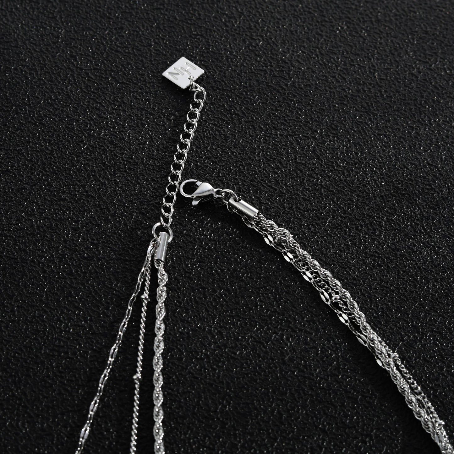 ZURI Triple Layer Mixed-Chain Necklace in Silver