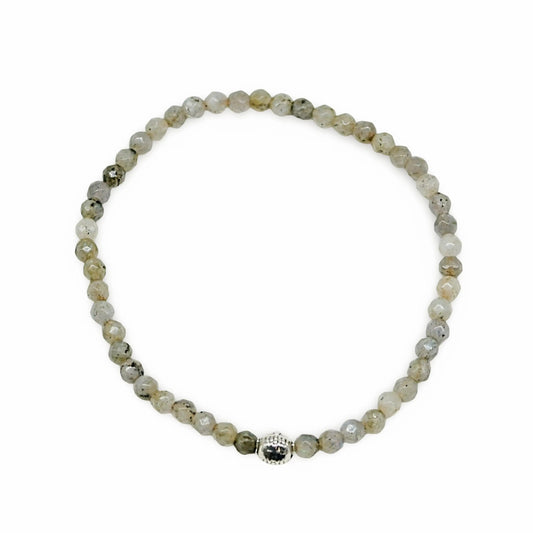 Bracelet - Faceted Labradorite with Buddha - 4mm