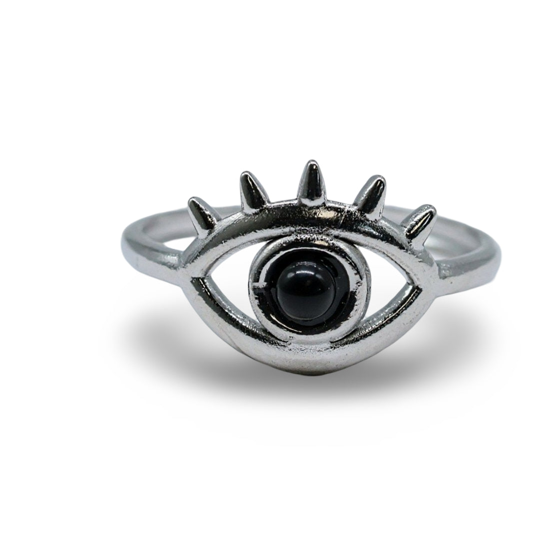 Ring -  Black Agate - Evil Eye - Adjustable