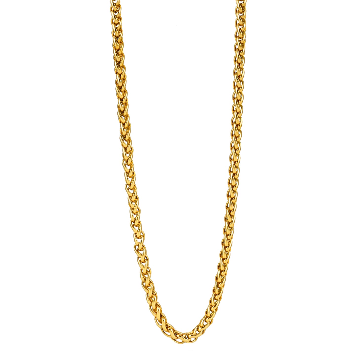 Style ACTON: Mid Width Byzantine Chain Necklace in Gold.