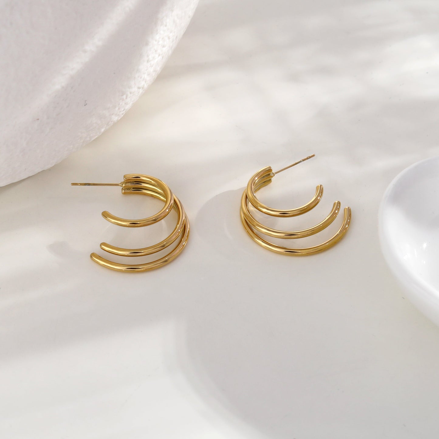 AILSA Triple Stacked Gold Hoop Earrings