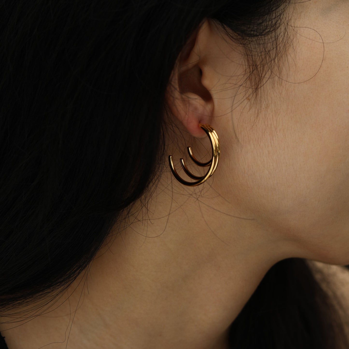 AILSA Triple Stacked Gold Hoop Earrings