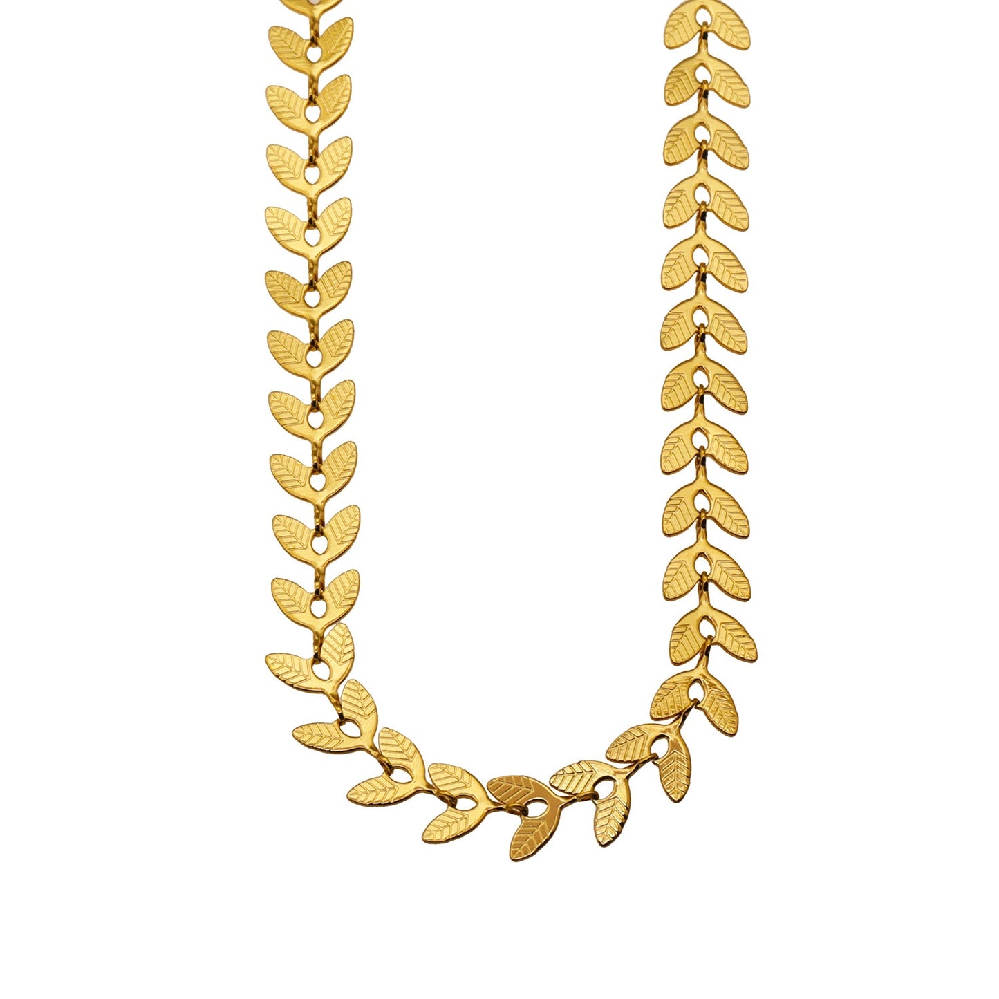 ALALA Gold: Botanical Beauty Embossed Leaf Necklace