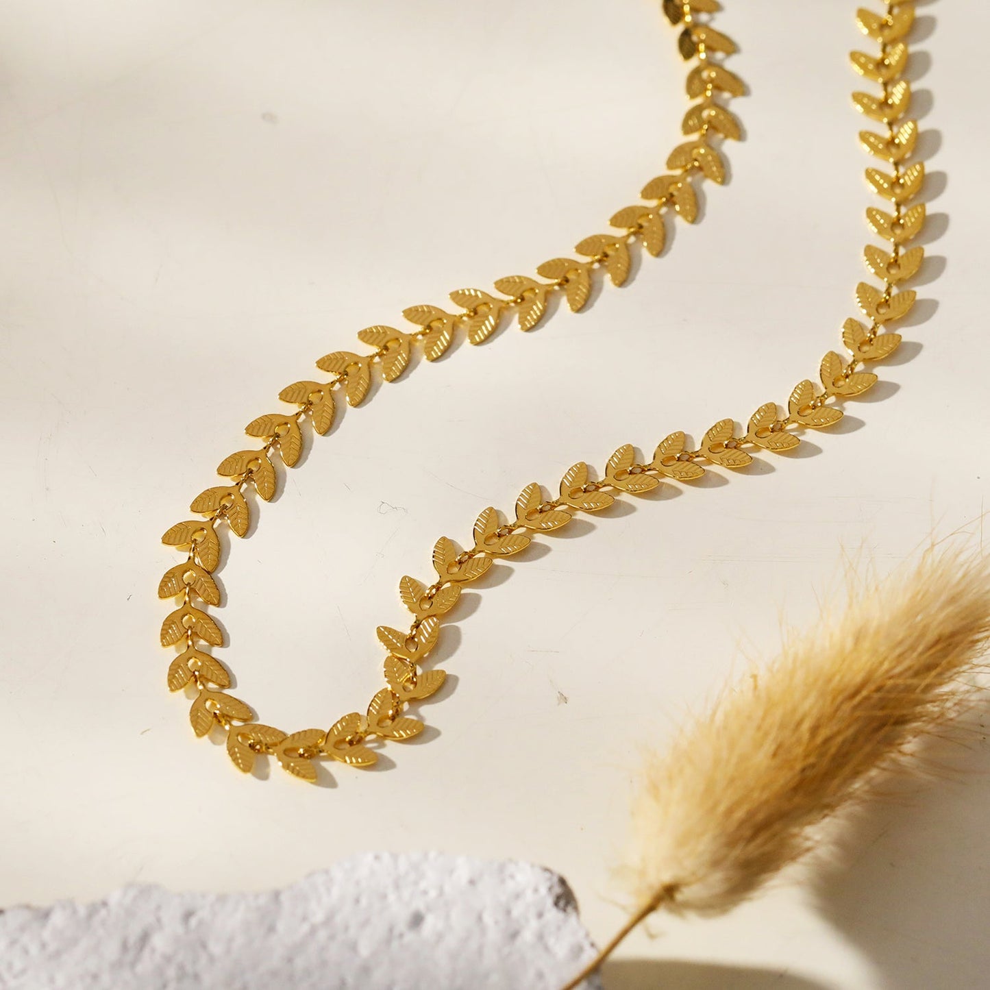 ALALA Gold: Botanical Beauty Embossed Leaf Necklace