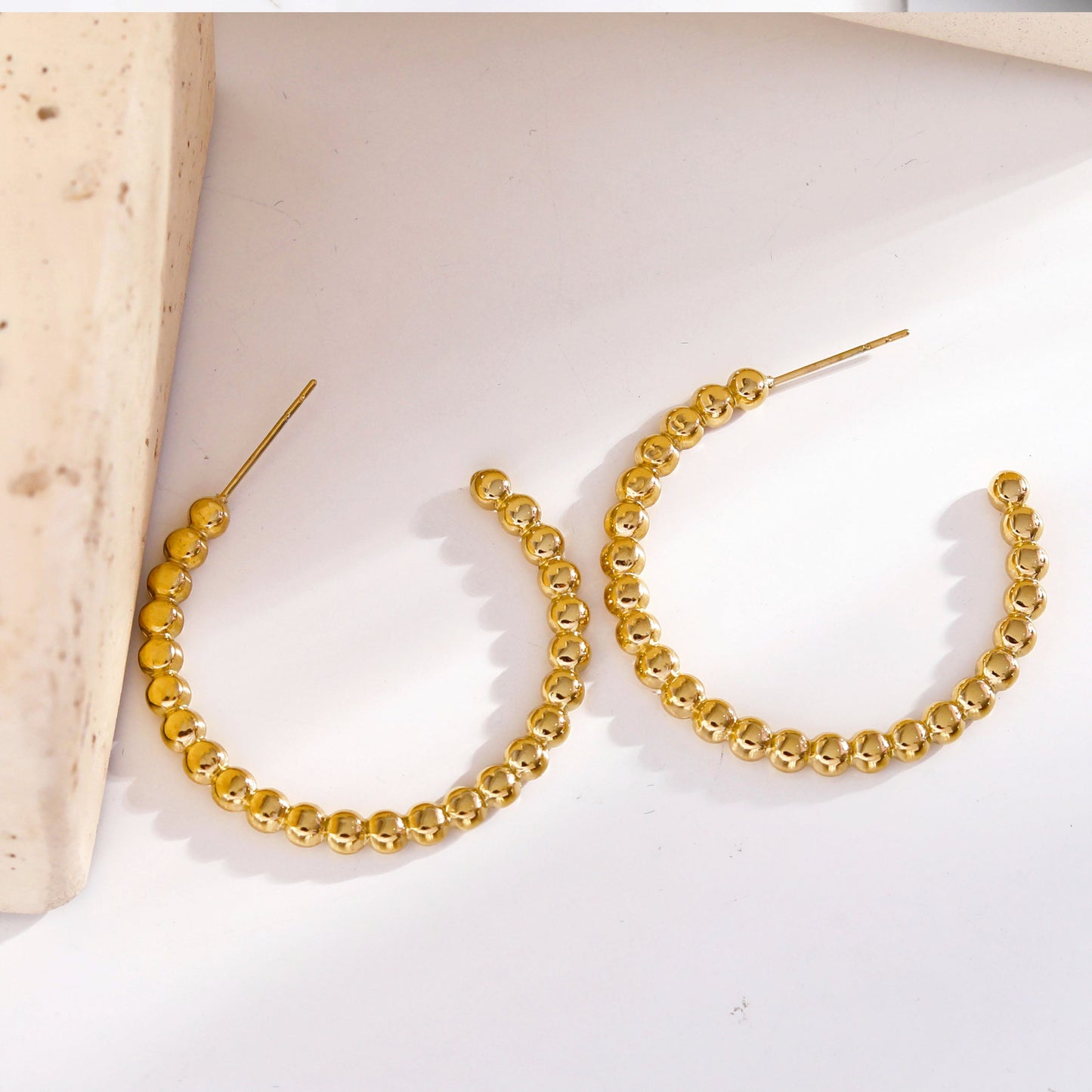 AMAIA Beaded Gold Hoop Earrings