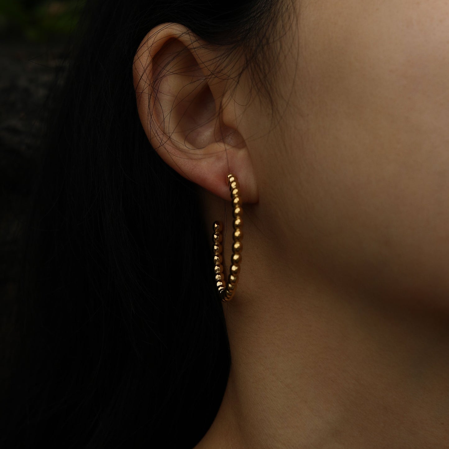 AMAIA Beaded Gold Hoop Earrings