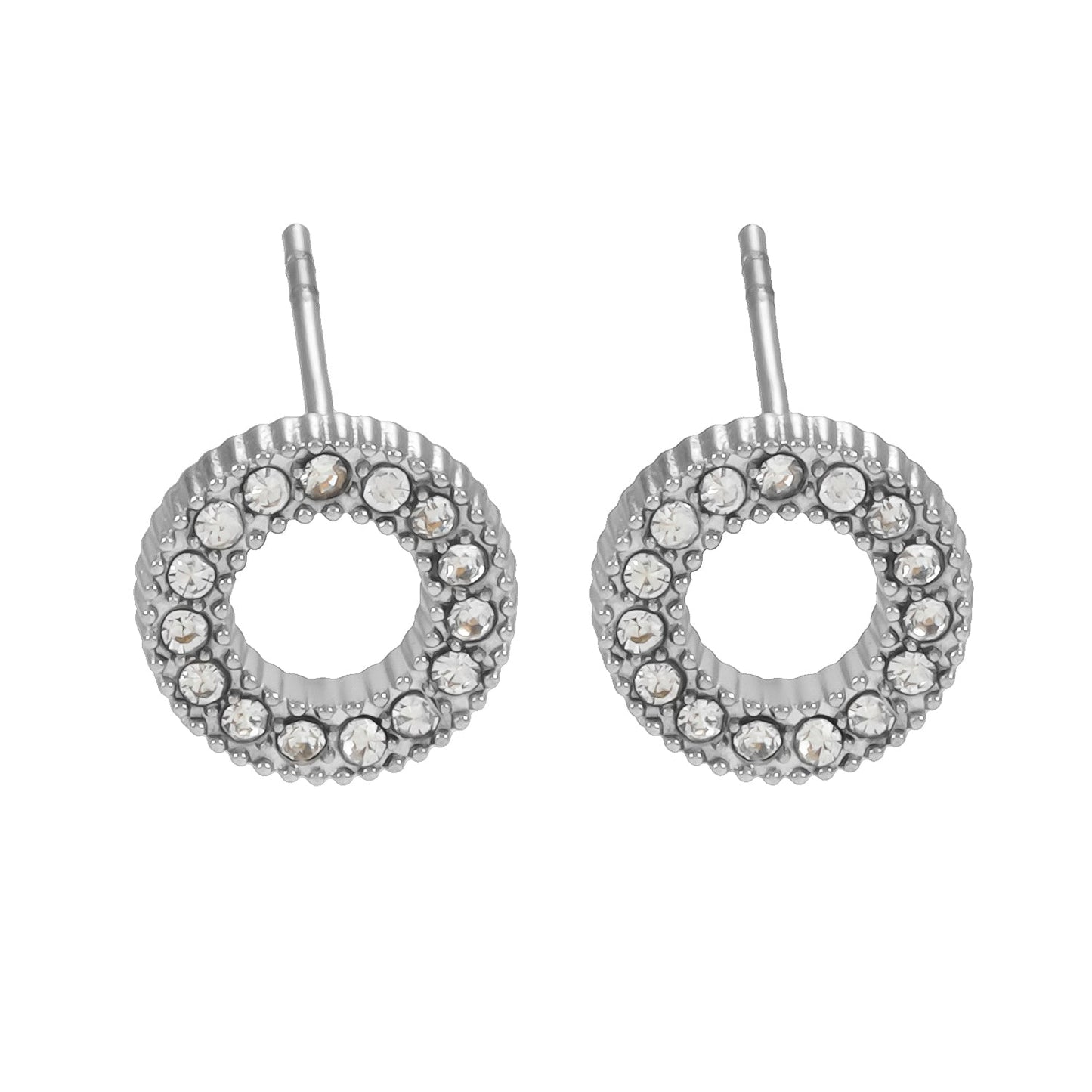 AMATOLE Silver (White Gold): Radiant Circle Mini Stud Earrings