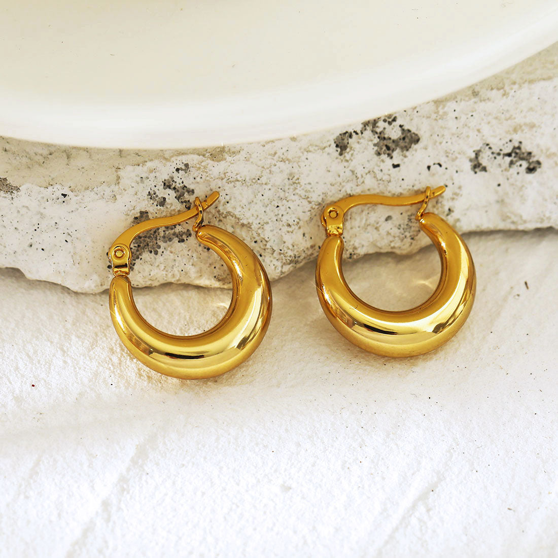 AMBER Chunky Hoop Gold Earrings