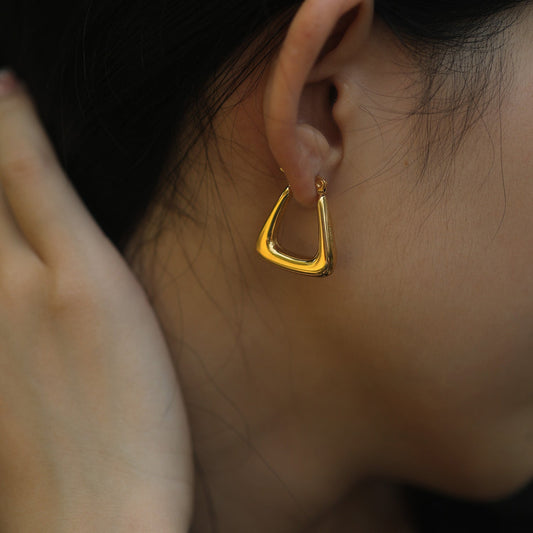 ANIKA Triangular Chunky Mini Hoop Gold Earrings