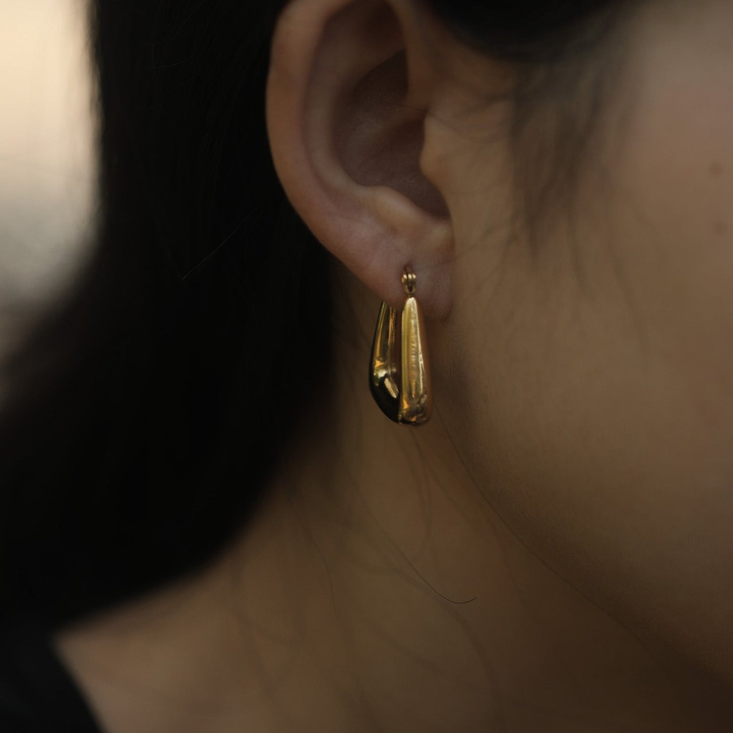 ANIKA Triangular Chunky Mini Hoop Gold Earrings