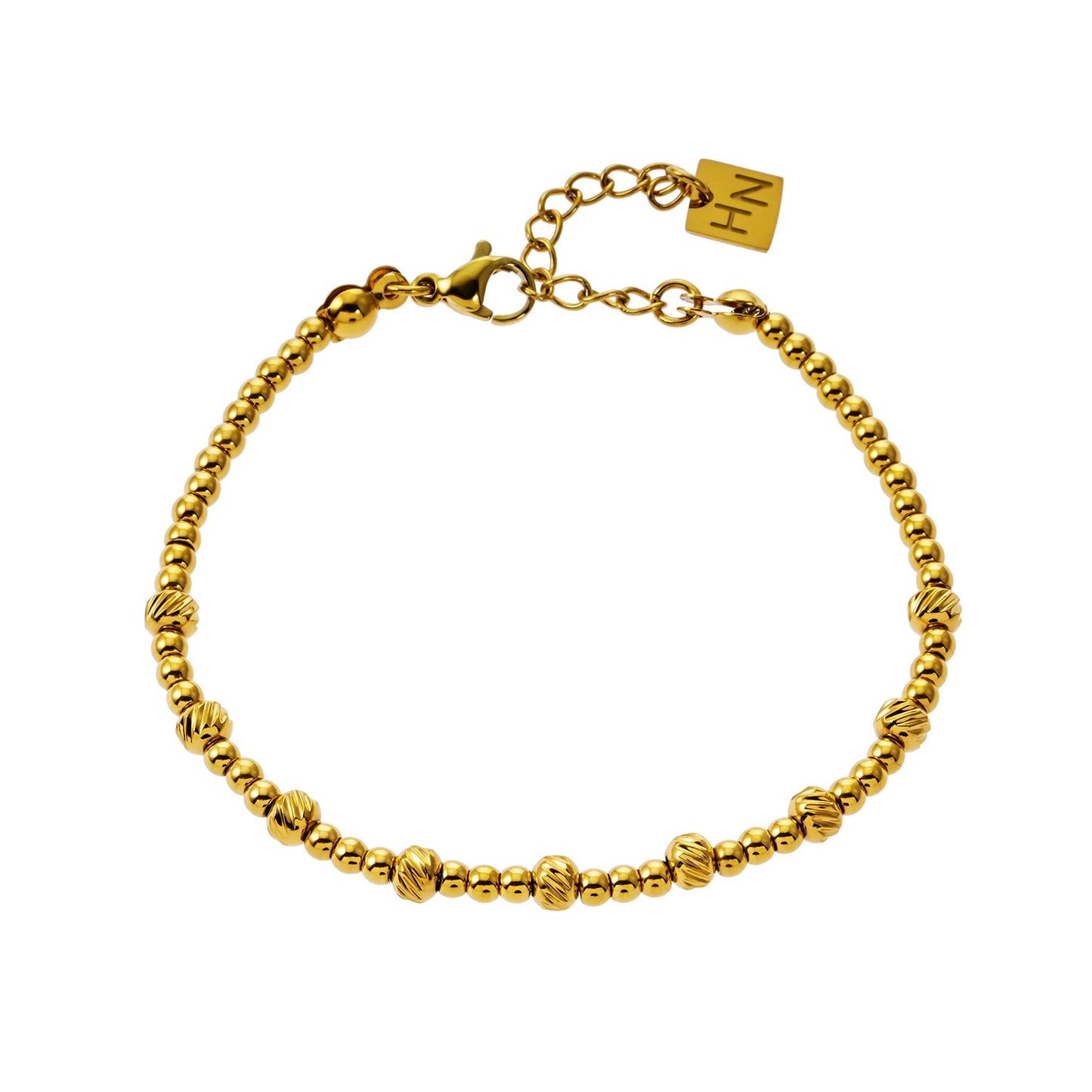 Style ANNABETH: Twin-Bead Fusion Gold Chain Bracelet