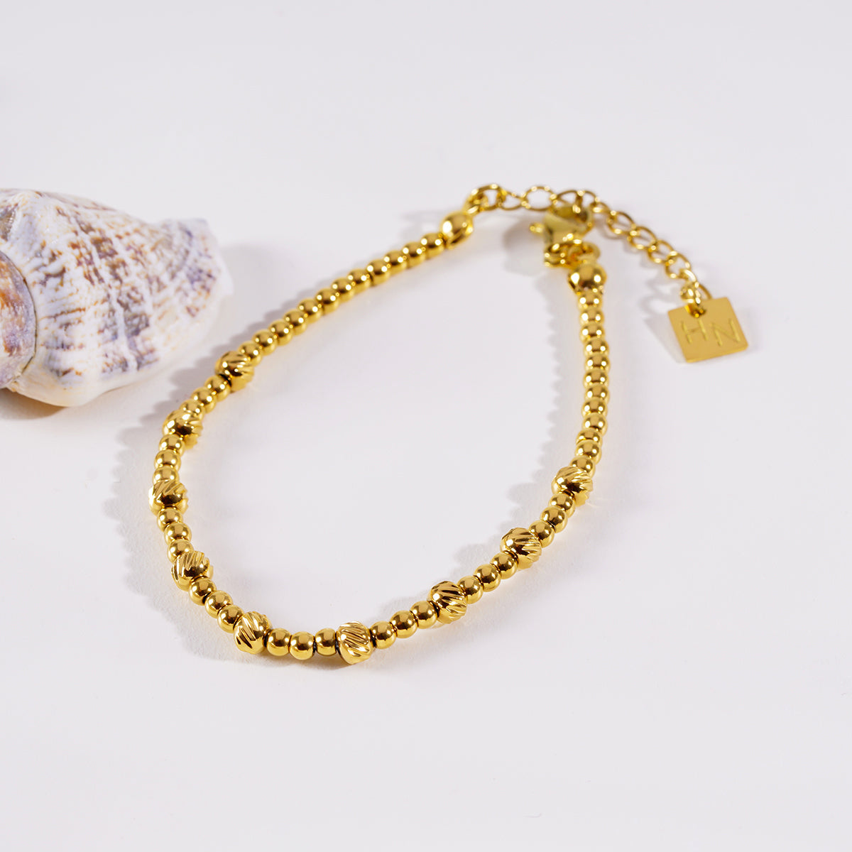 Style ANNABETH: Twin-Bead Fusion Gold Chain Bracelet