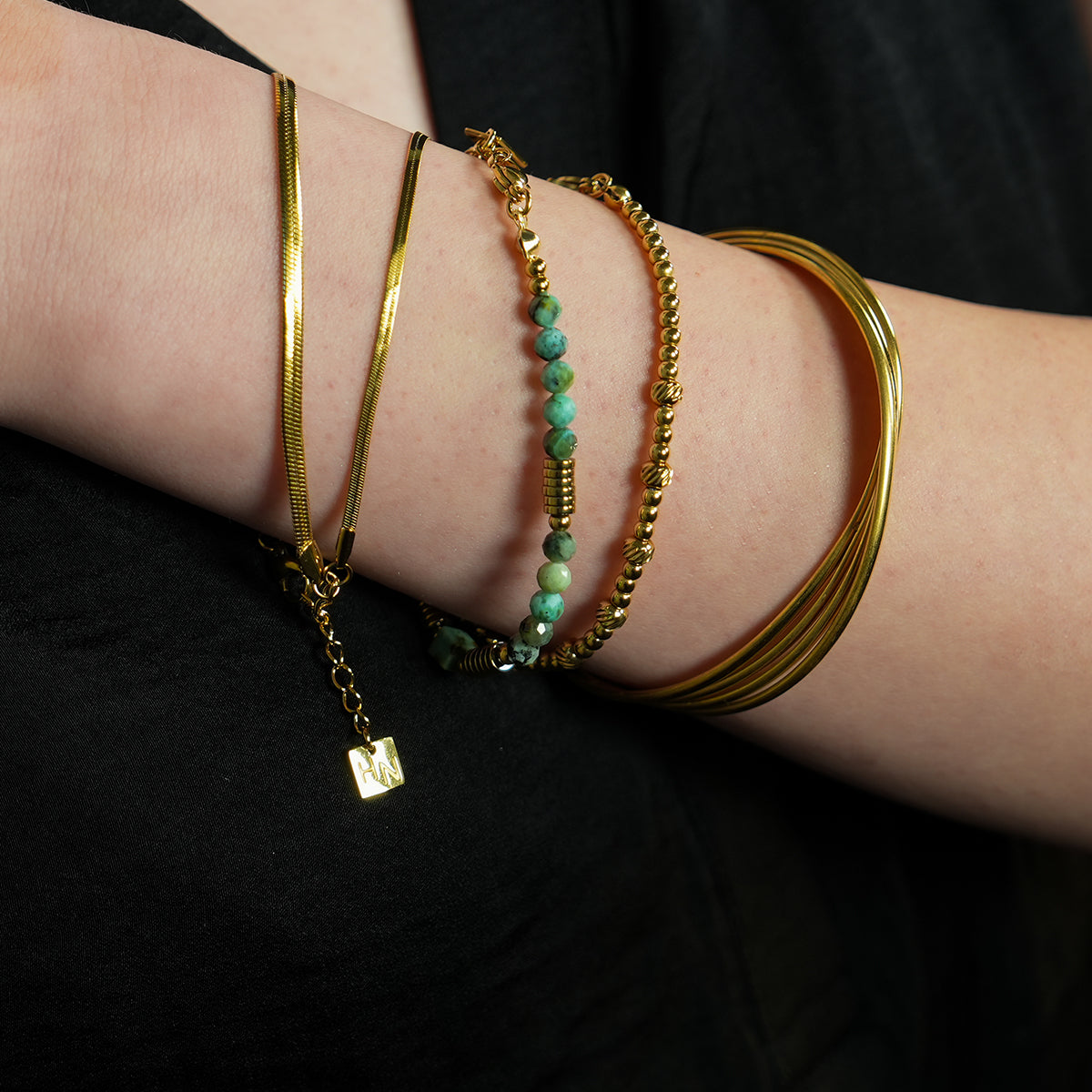 Style ANNABETH: Twin-Bead Fusion Gold Chain Bracelet
