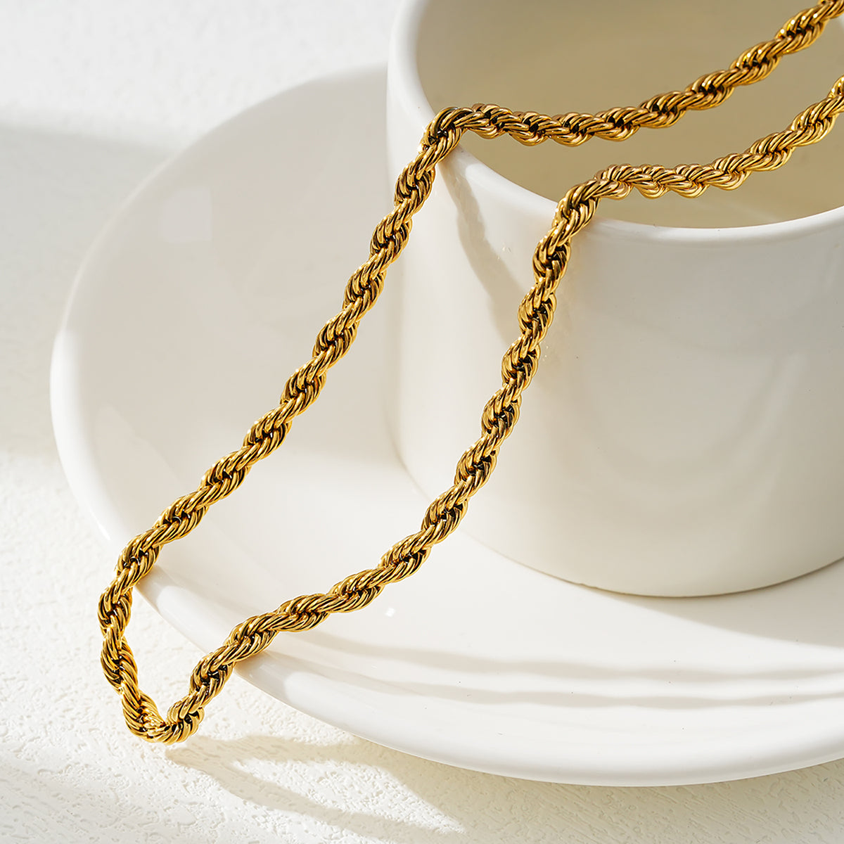 ARKELEY Gold: Chunky Rope Chain Textured Necklace