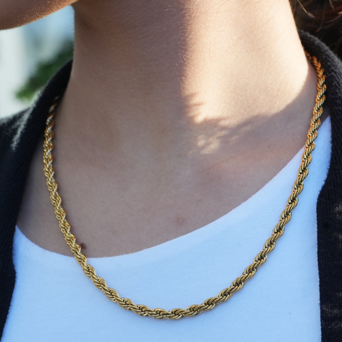 ARKELEY Gold: Chunky Rope Chain Textured Necklace