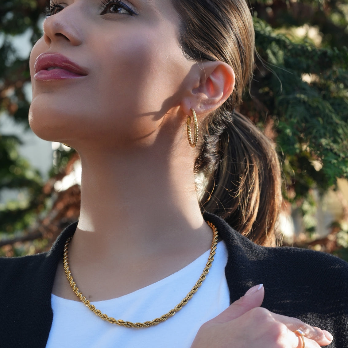 ARKELEY Gold: Chunky Rope Chain Textured Necklace