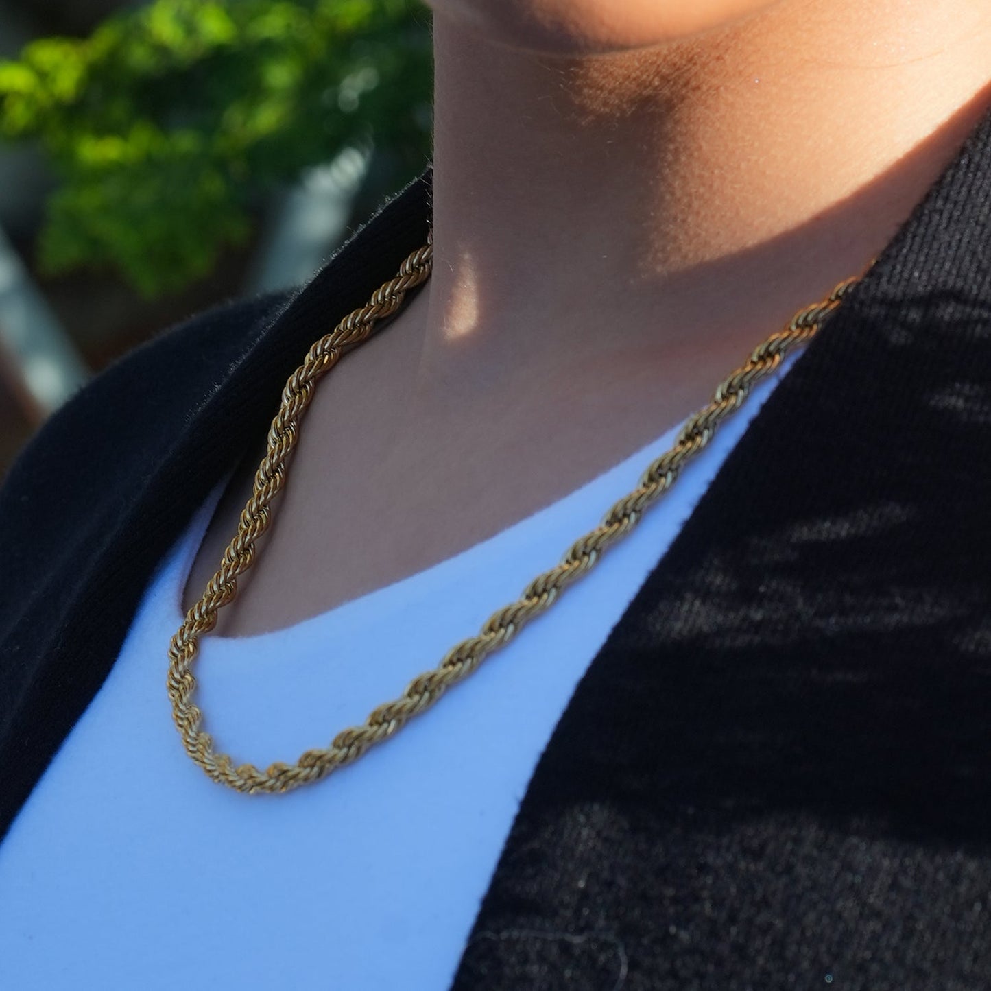 ARKELEY Gold: Chunky Rope Chain Textured Necklace