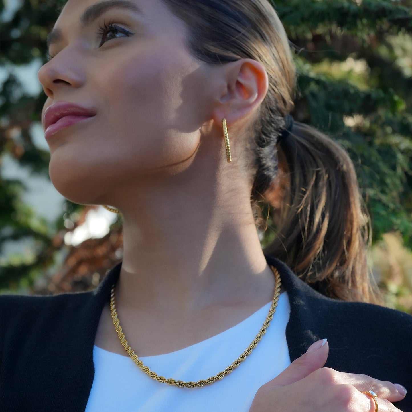 ARKELEY Gold: Chunky Rope Chain Textured Necklace