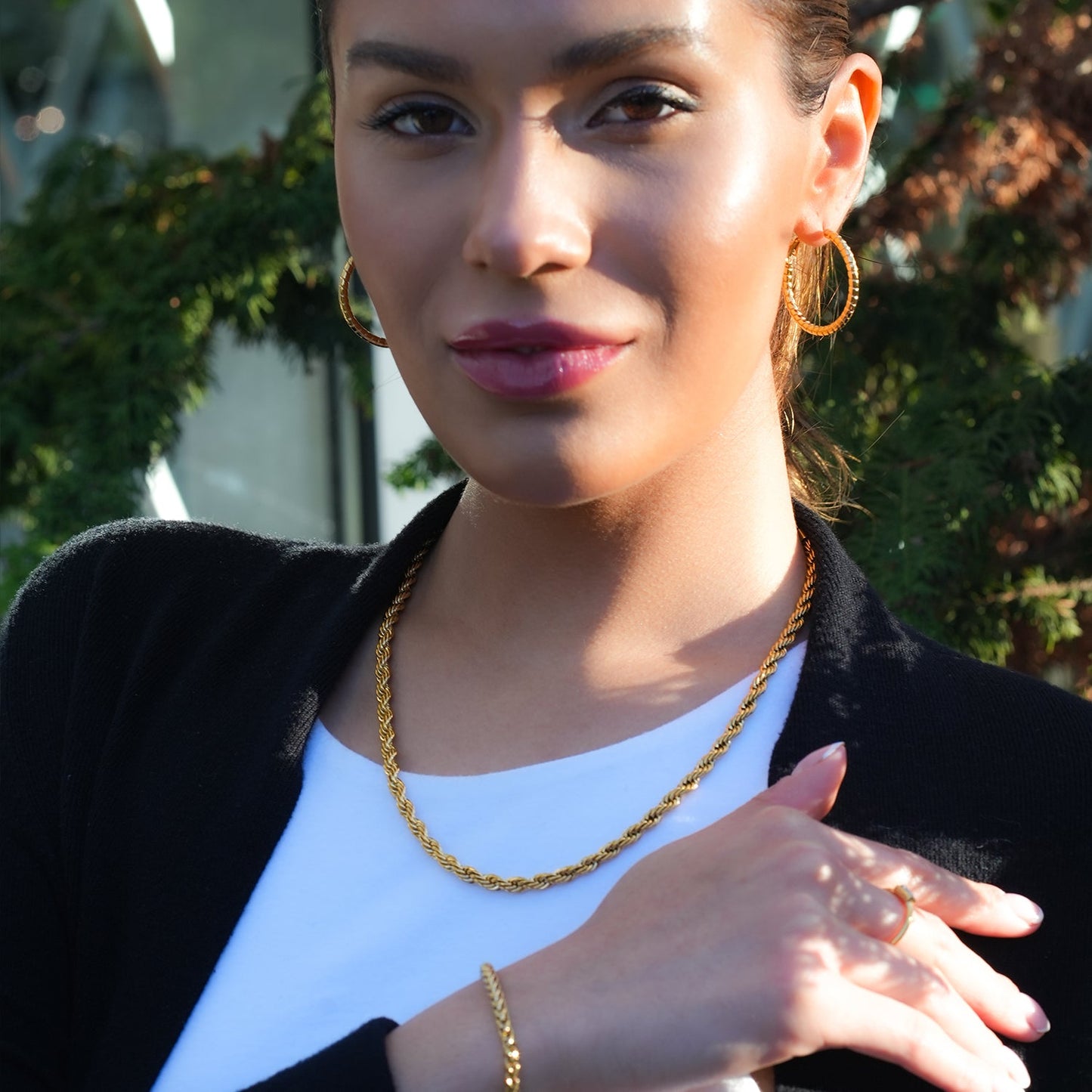 ARKELEY Gold: Chunky Rope Chain Textured Necklace