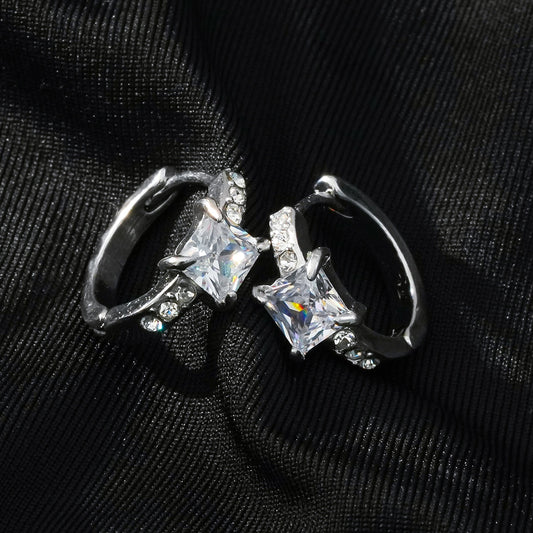 ASTORIA White Gold (Silver Toned): Mini Hoop Gold Earrings Embedded with Zirconia Gemstones