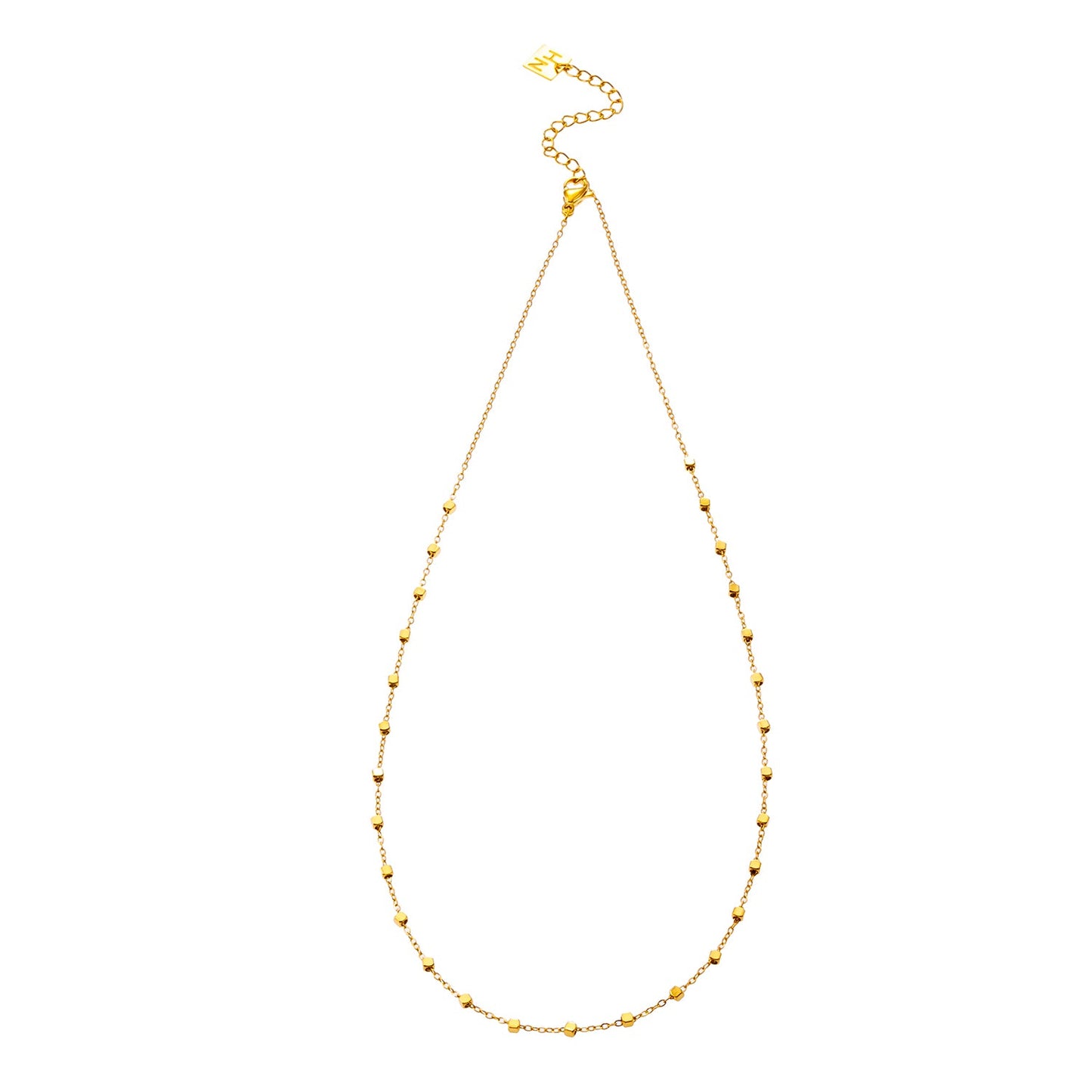 AUREOLE: Essential Daily Chain with Delicate Square Beads in Gold.