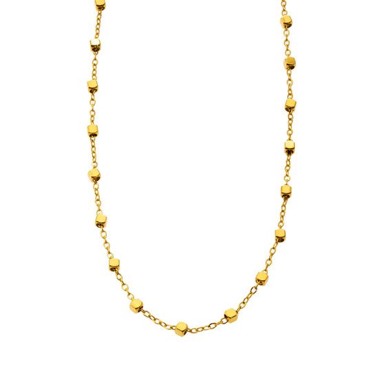 AUREOLE: Essential Daily Chain with Delicate Square Beads in Gold.
