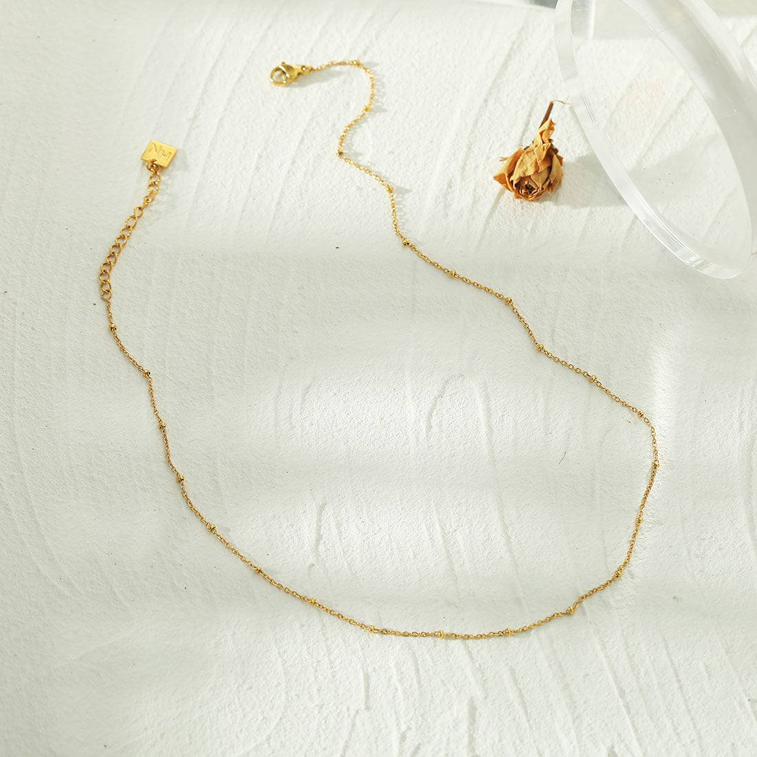 AVERY 16" Gold: Essential Daily Wear Beaded Gold Chain Necklace