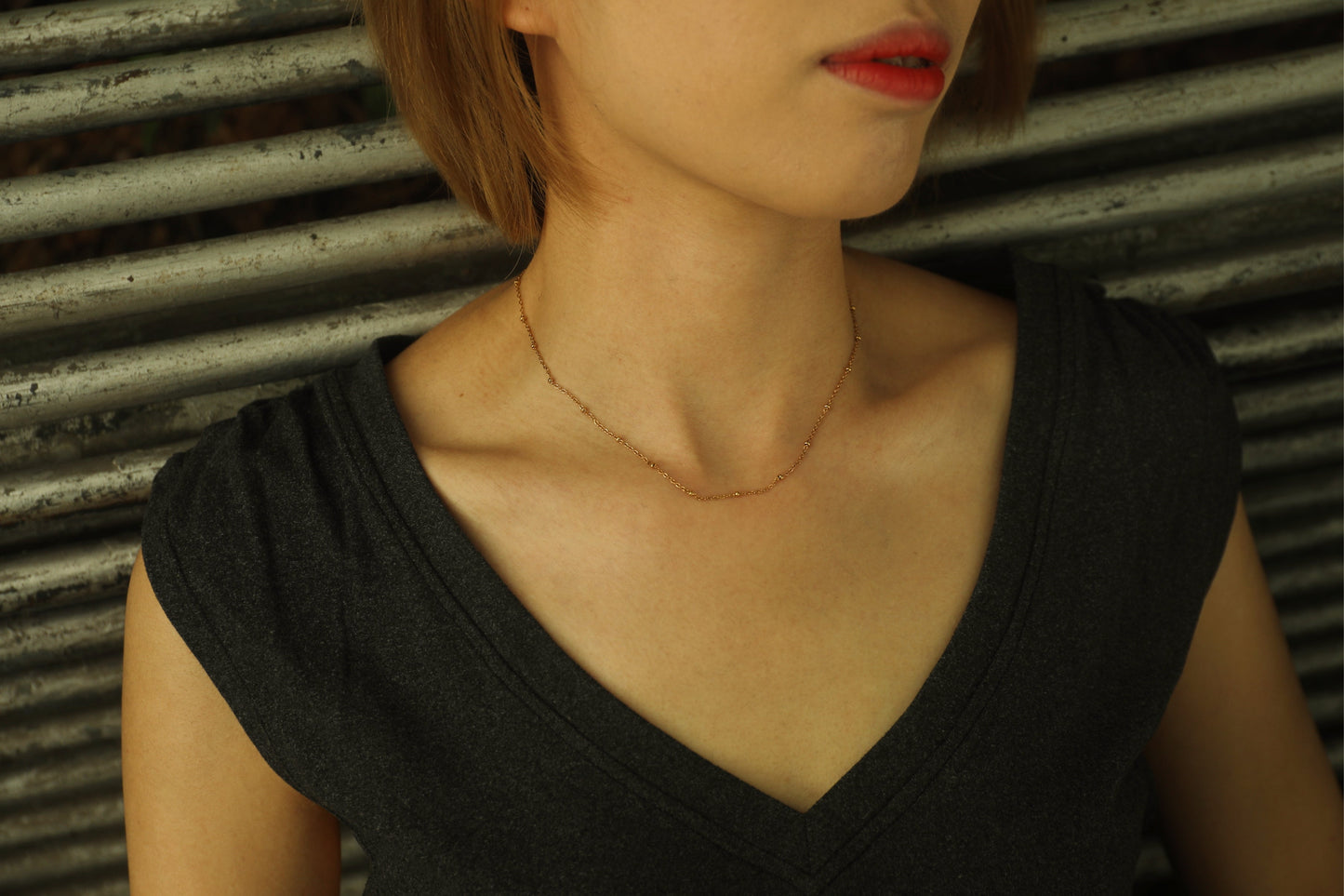 AVERY 16" Gold: Essential Daily Wear Beaded Gold Chain Necklace