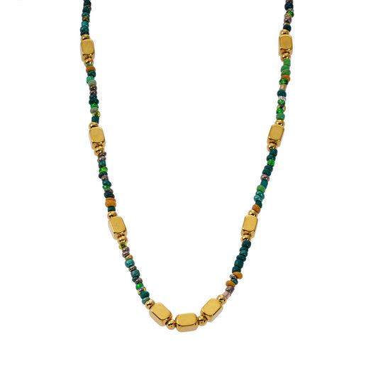 Style AYESHA: Crystal & Gold Beaded Elegant Boho Chain Necklace