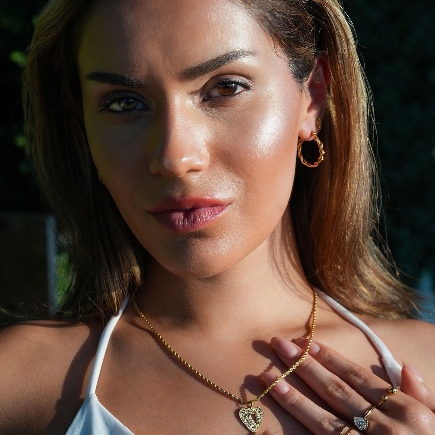 BARBARA Gold: Contrast Textured Twisted Rope Hoop Earrings