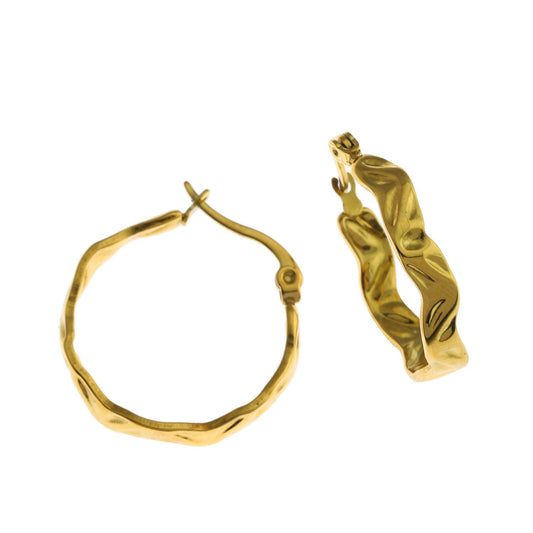BARDELLO: AM to PM Twisted Textured Wavy Hoop Earrings