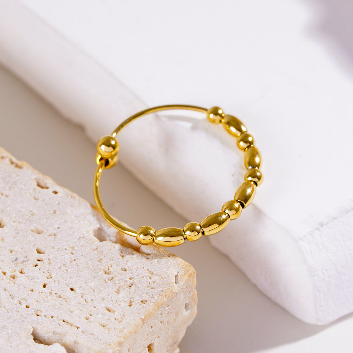 BERNILA: Contemporary Round & Oval Beaded Ring