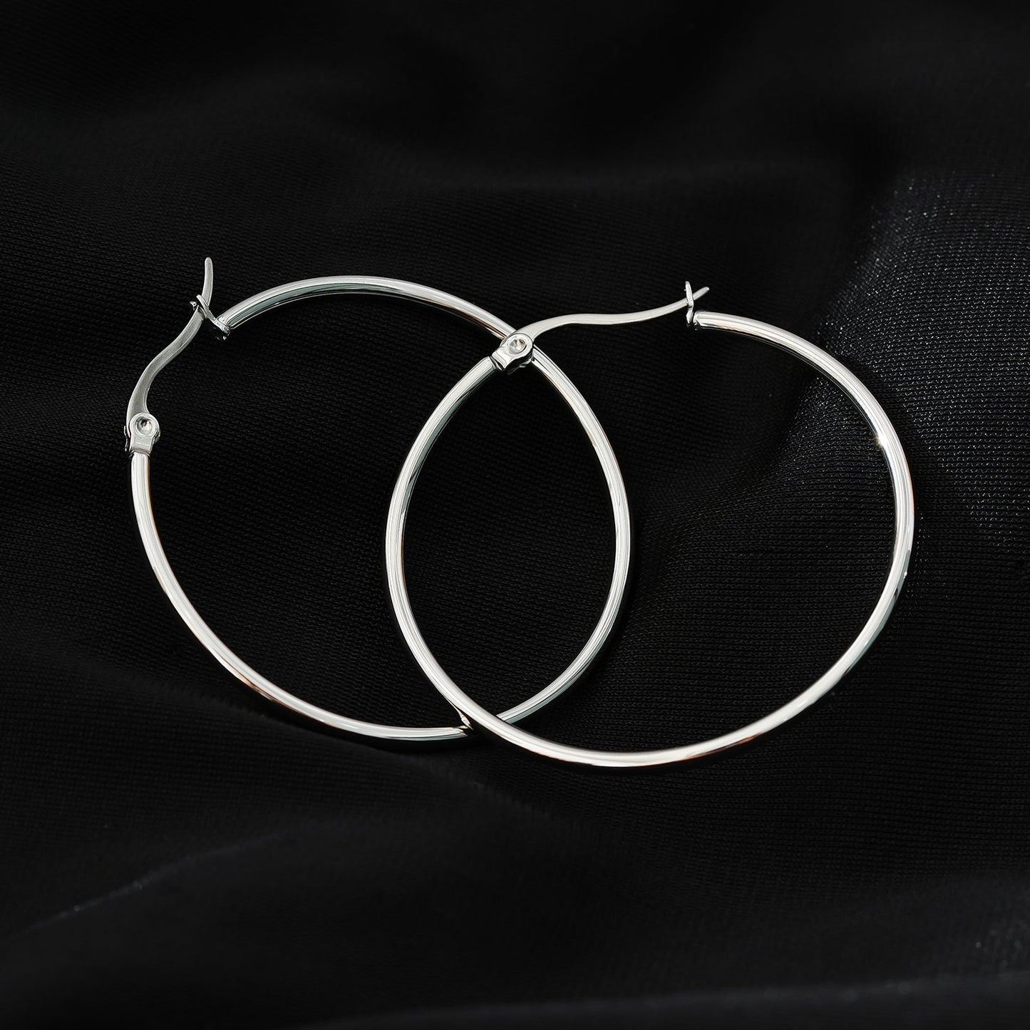 BIANCA Silver: Classic Essential Everyday Basic Round Silver Hoops. Available in 7 Sizes - 1cm to 6cm