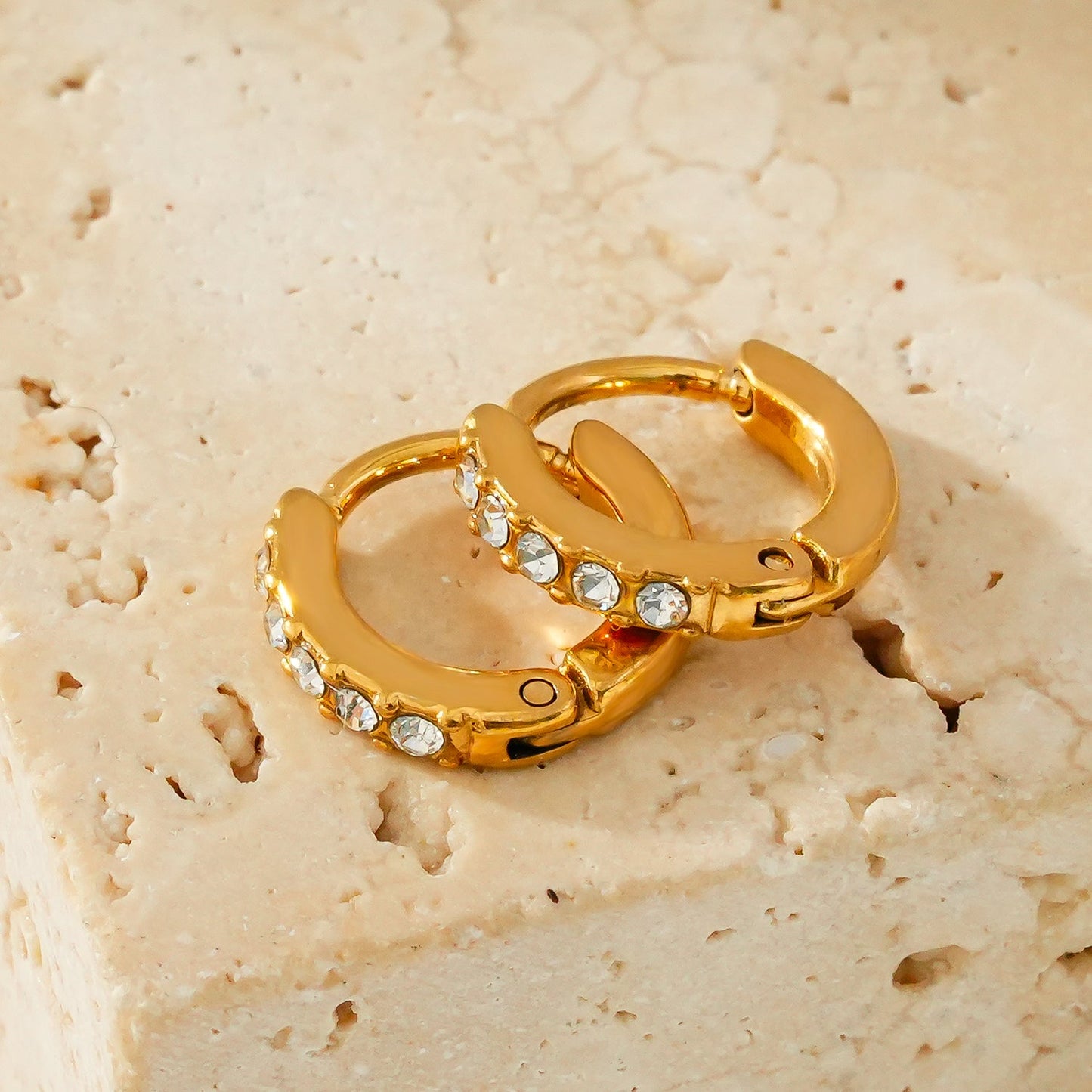 BLIJDE Gold: Single Row Pavé Zirconia (CZ) Mini Hoop Earrings