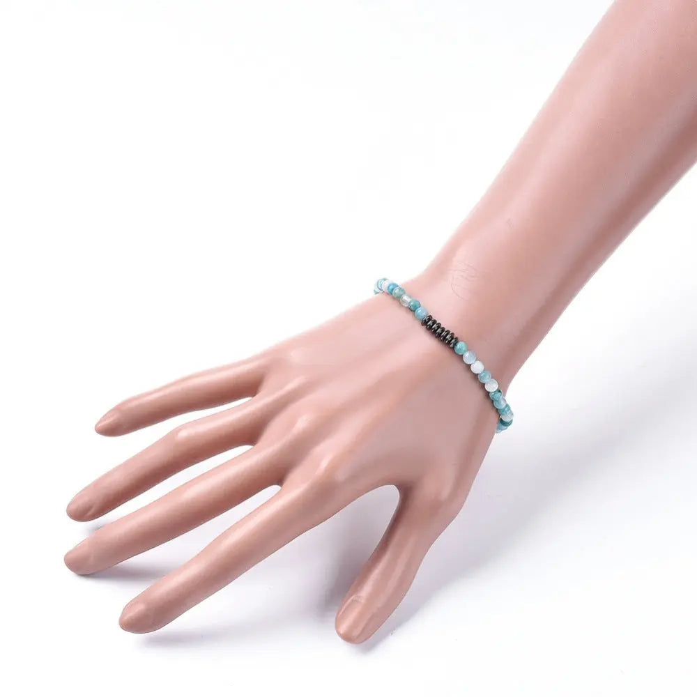 Bracelet -Hemimorphite with Hematite -2mm