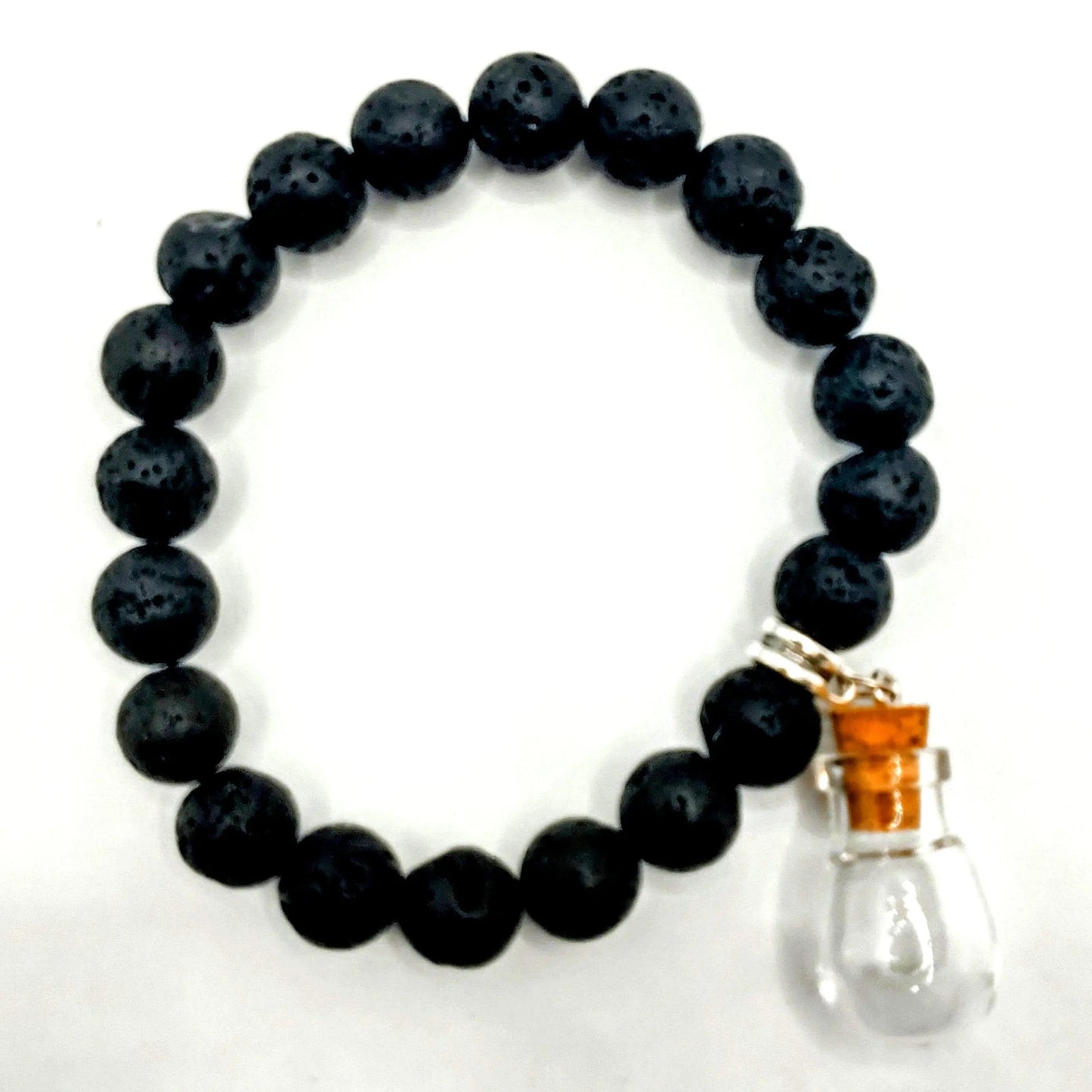 Bracelet -Lava Rock -Glass Bottle -Oval -8mm