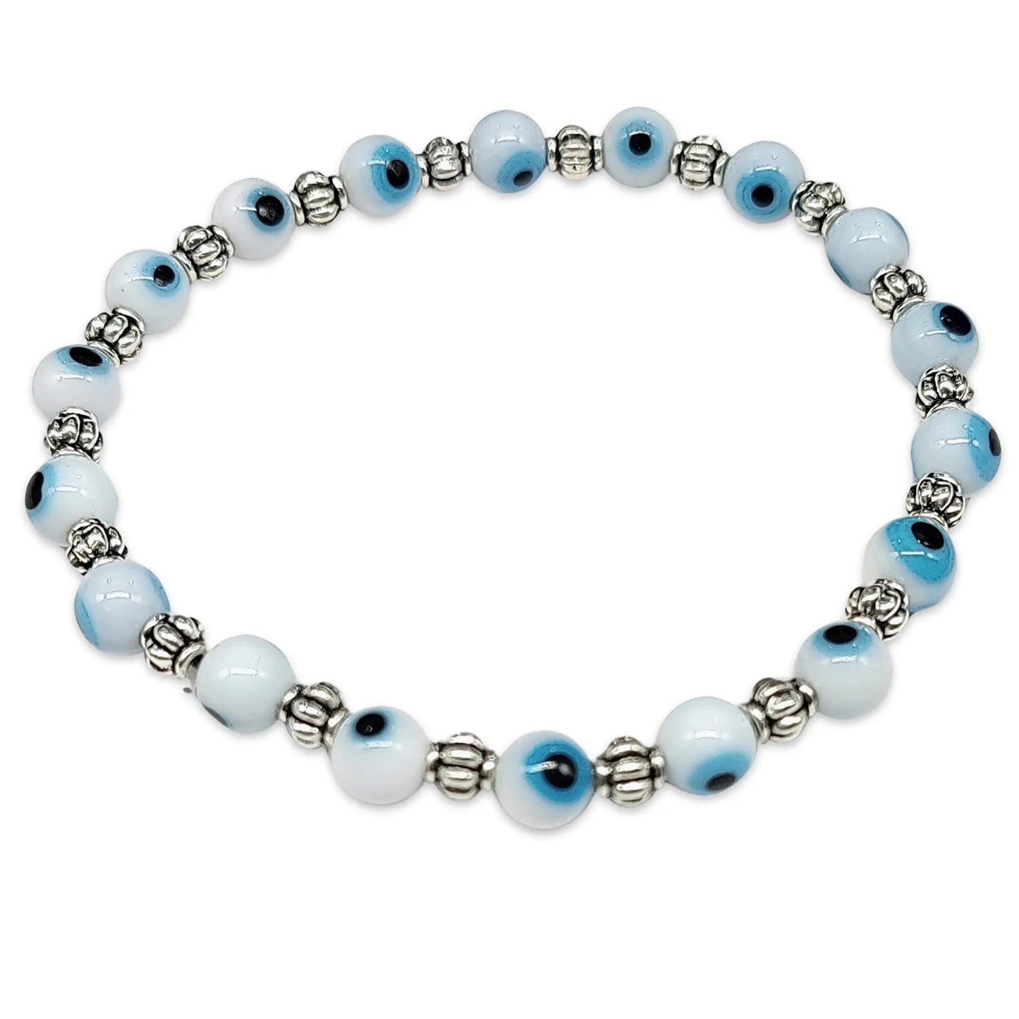 Bracelet - White Evil Eye - 6mm