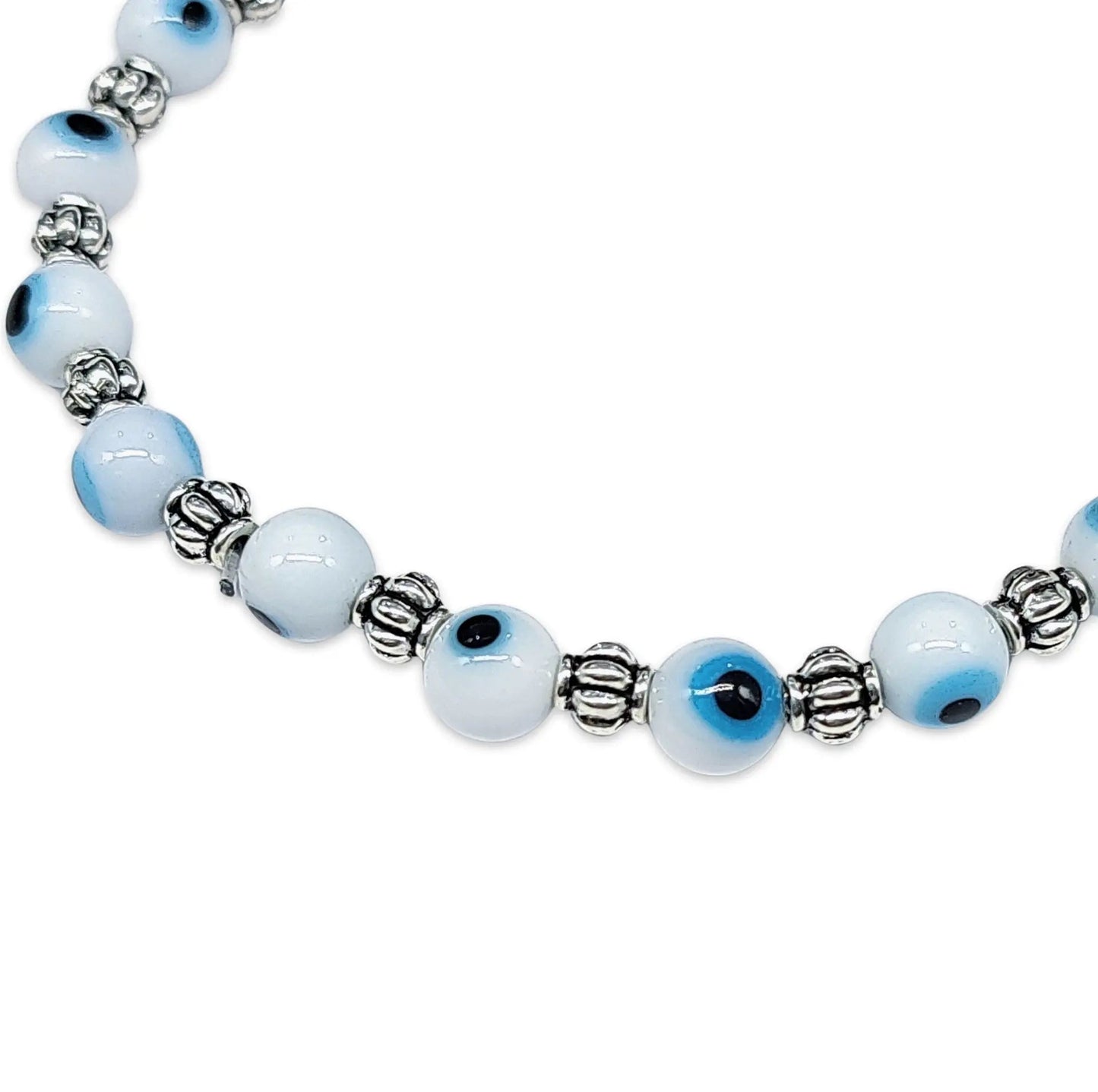 Bracelet - White Evil Eye - 6mm