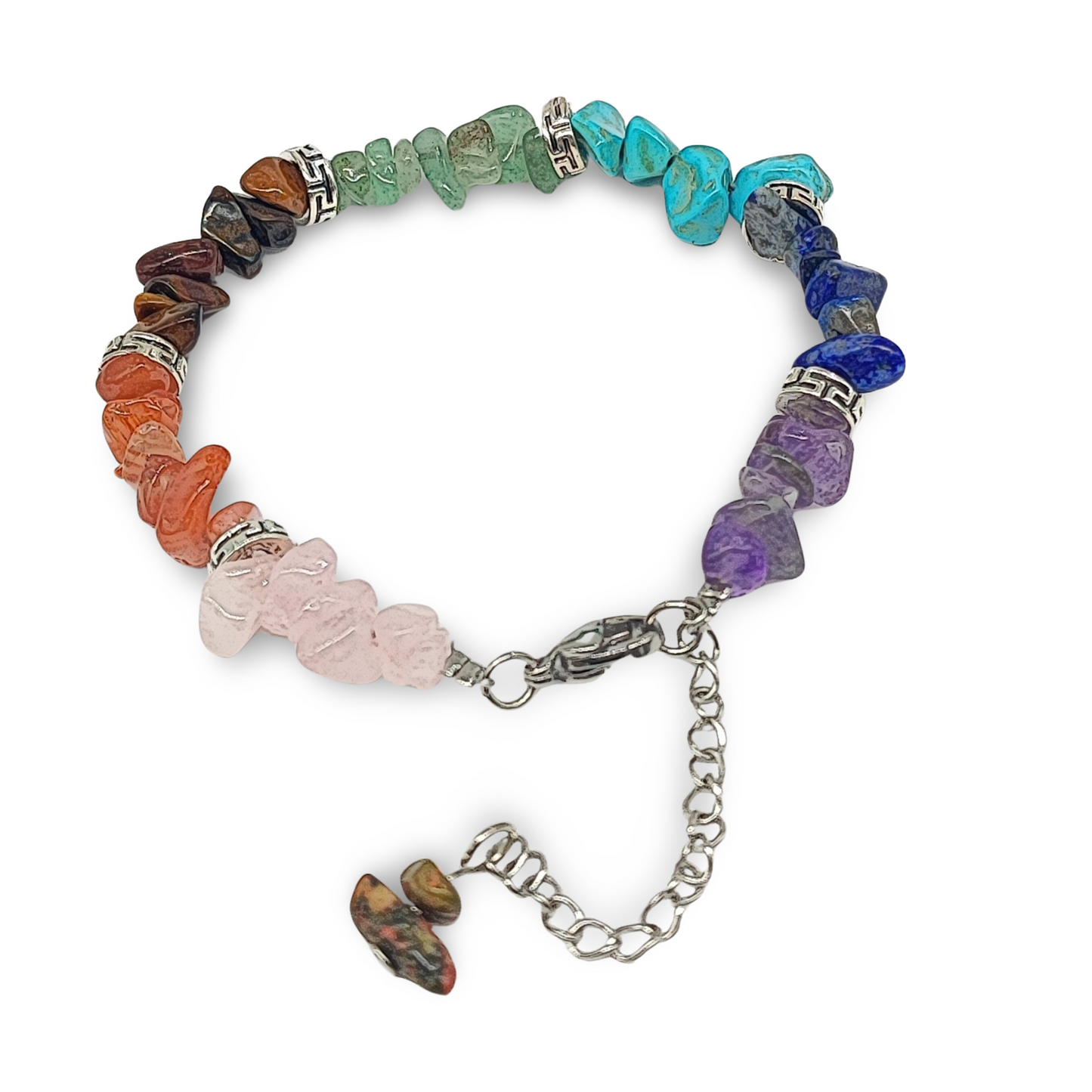 Bracelet - Adjustable - 7 Chakras - Natural Gemstone Chips