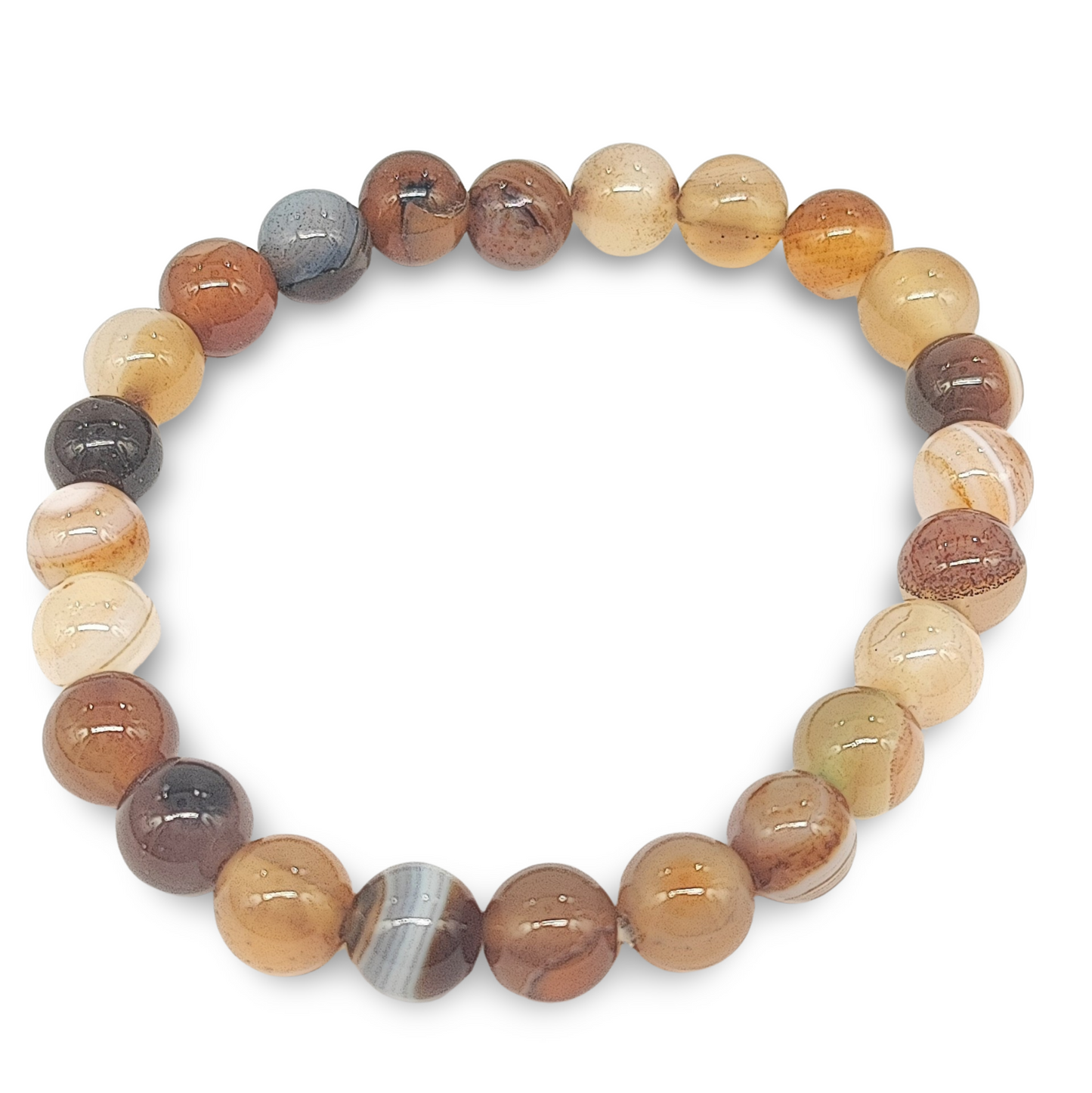 Bracelet - Coconut Brown Striped Agate - 8mm