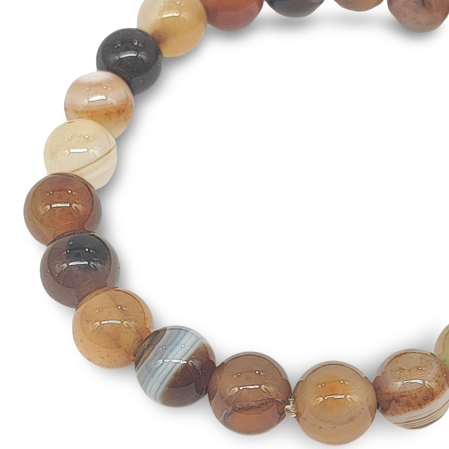 Bracelet - Coconut Brown Striped Agate - 8mm